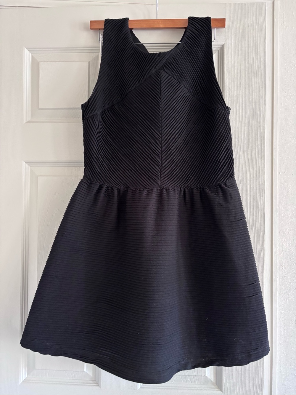 Candie's Black Textured Fit-and-Flare Sleeveless Dress